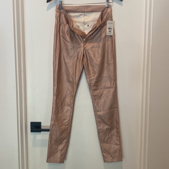 Free People Rose Pink High Rise Vegan Leather Leggings Pants 26 - Picture 7 of 10